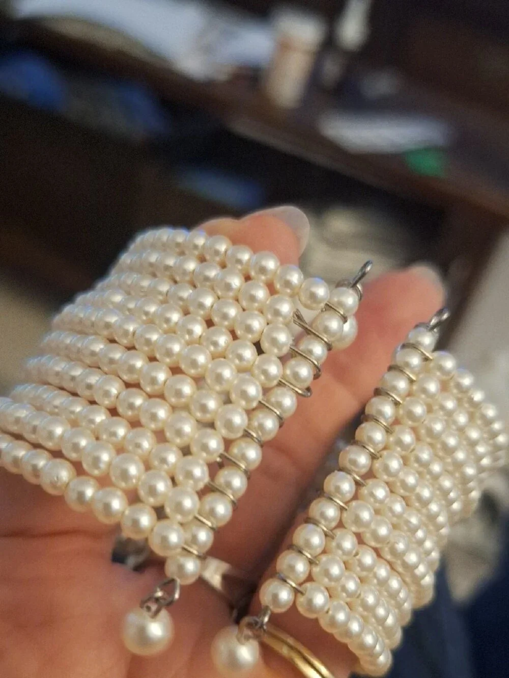 Pearl Cluster Multi-Strand Bracelet - Ivory Pearls